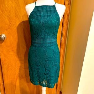 Topshop Green Sheath Mini Dress Halter Sleeveless